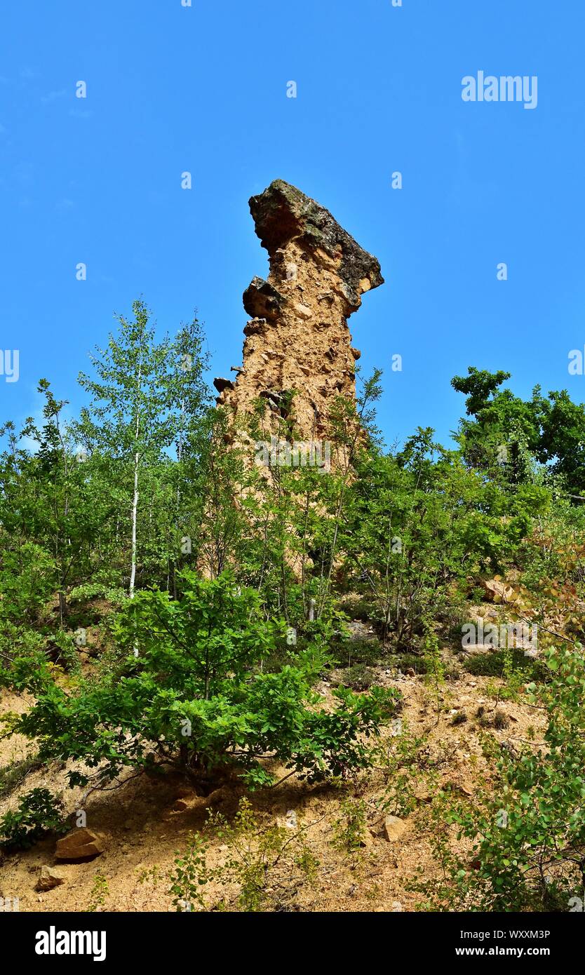 The rock formation of Devil`s town, Serbia Stock Photo